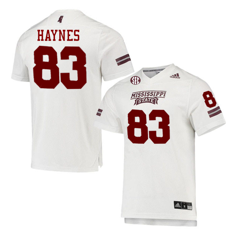 Men #83 Zachary Haynes Mississippi State Bulldogs College Football Jerseys Stitched-White